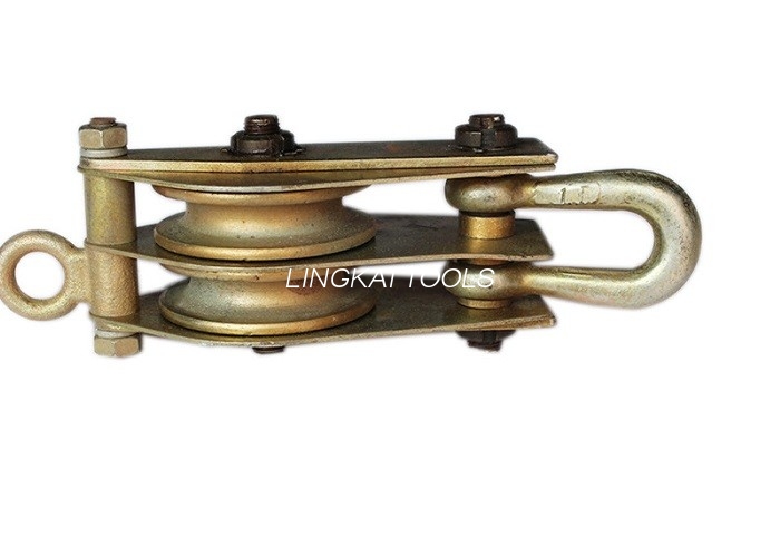 Hai bánh nâng khối cáp kéo ròng rọc mắt tròn loại 5T làm bằng thép