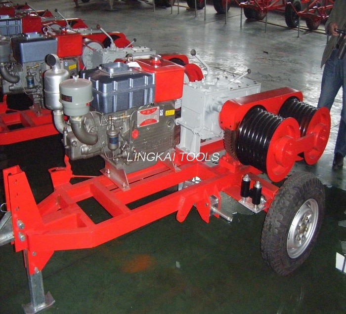 Máy kéo cáp tời đôi động cơ Honda 5 tấn dùng cho xây dựng điện