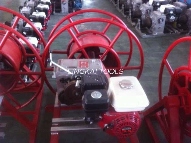 Máy kéo tời cáp chạy bằng động cơ xăng 5 tấn để lấy / xâu chuỗi dây dẫn